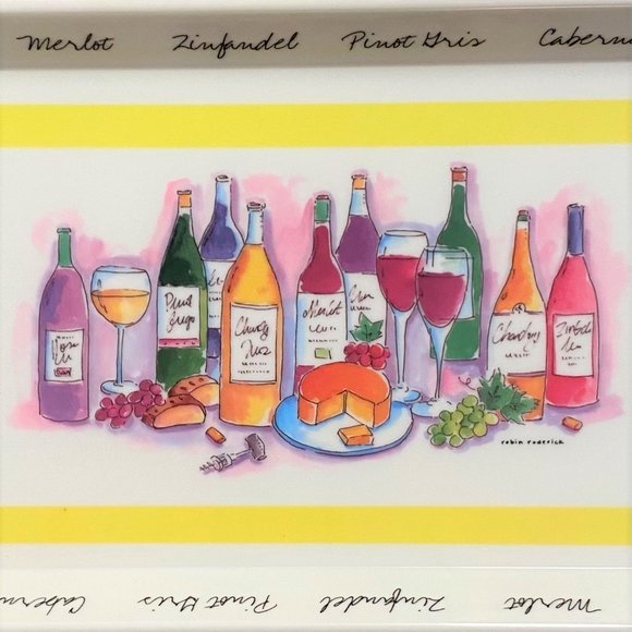 2 Casual Gourmet Melamine Sandwich Trays w/Wine Theme, Rectangular with Handles - Picture 3 of 7